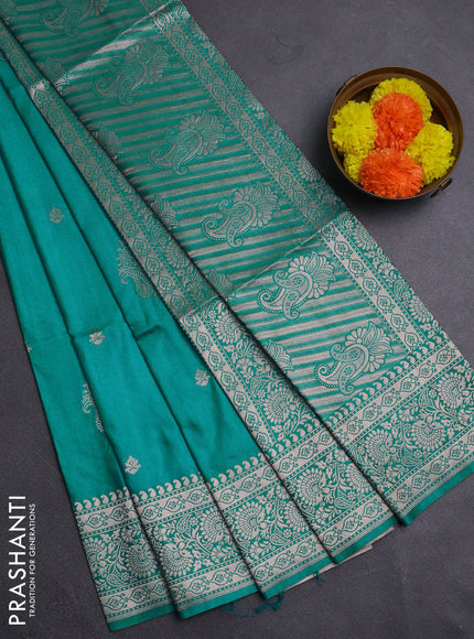 Teal Green Semi Soft Silk Saree
