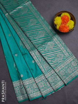 Teal Green Semi Soft Silk Saree