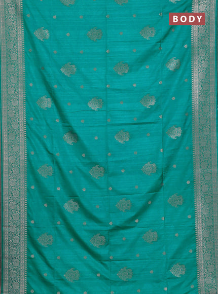 Teal Green Semi Soft Silk Saree