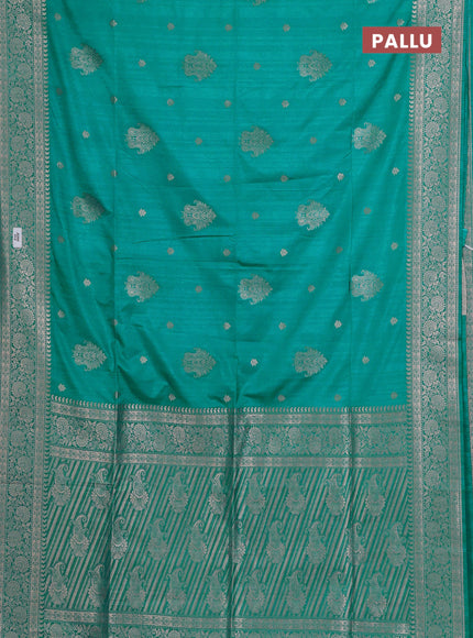 Teal Green Semi Soft Silk Saree