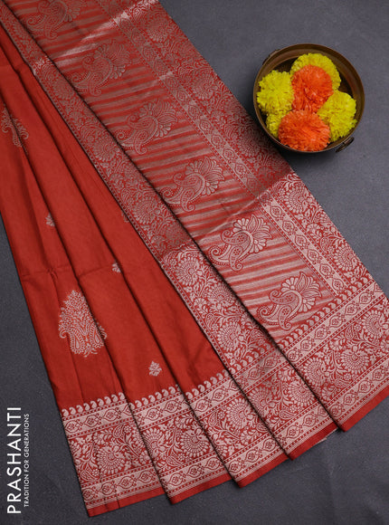 Rust Semi Soft Silk Saree