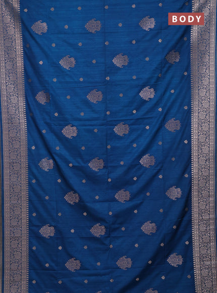 Peacock Blue Semi Soft Silk Saree