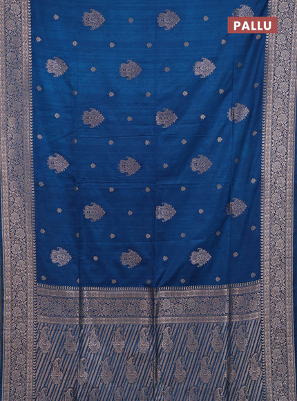 Peacock Blue Semi Soft Silk Saree