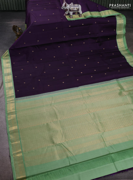 Violet & Pastel Green Pure Kanchipuram Silk - Buttas