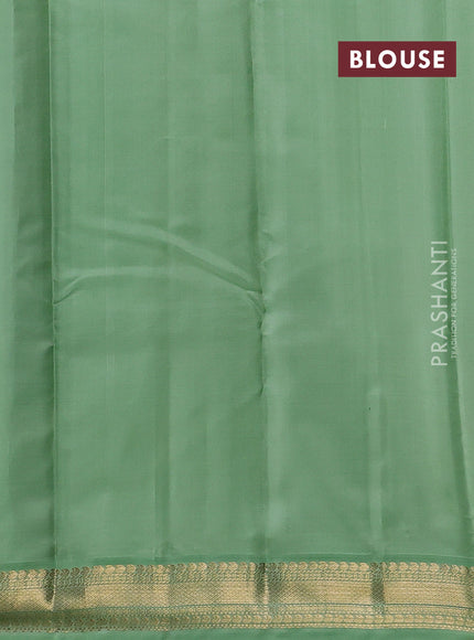 Violet & Pastel Green Pure Kanchipuram Silk - Buttas