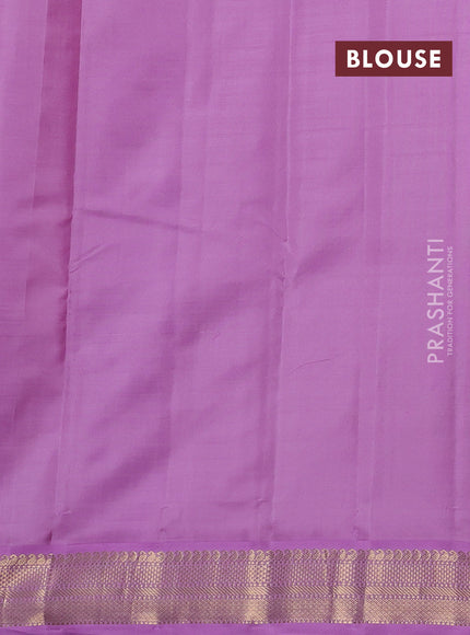 Mustard Yellow & Lavender Pure Kanchipuram Silk - Buttas