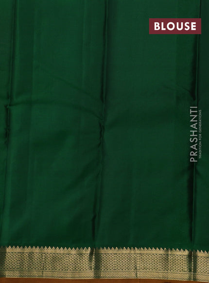 Peach Pink & Green Pure Kanchipuram Silk - Buttas