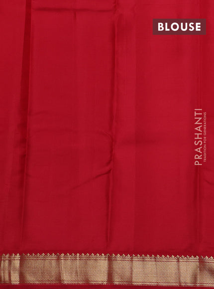 Mustard Yellow & Red Pure Kanchipuram Silk - Buttas