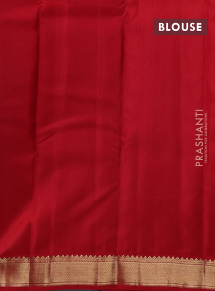 Blue & Red Pure Kanchipuram Silk - Buttas