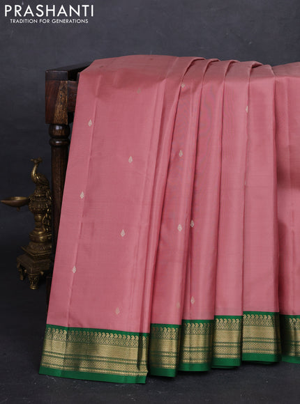 Peach & Green Pure Kanchipuram Silk - Buttas
