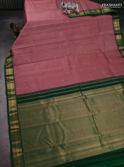 Peach & Green Pure Kanchipuram Silk - Buttas
