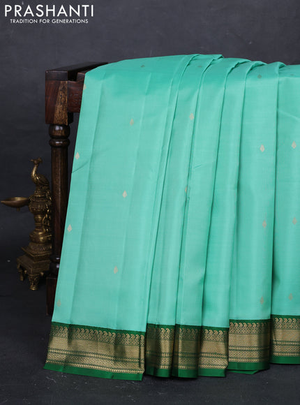 Teal Green & Green Pure Kanchipuram Silk - Buttas