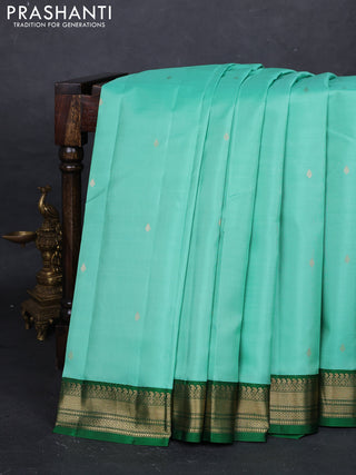 Teal Green & Green Pure Kanchipuram Silk - Buttas