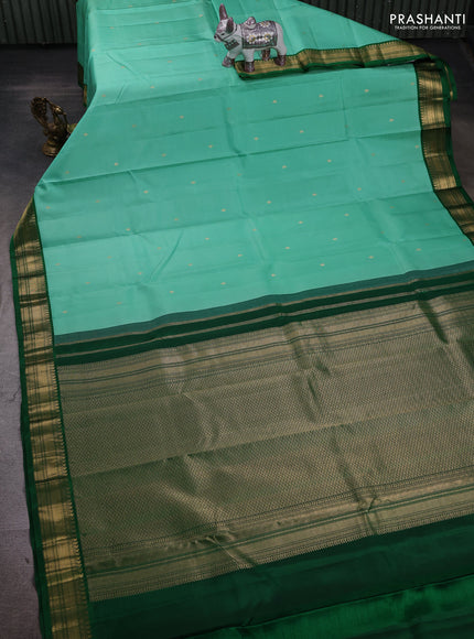 Teal Green & Green Pure Kanchipuram Silk - Buttas