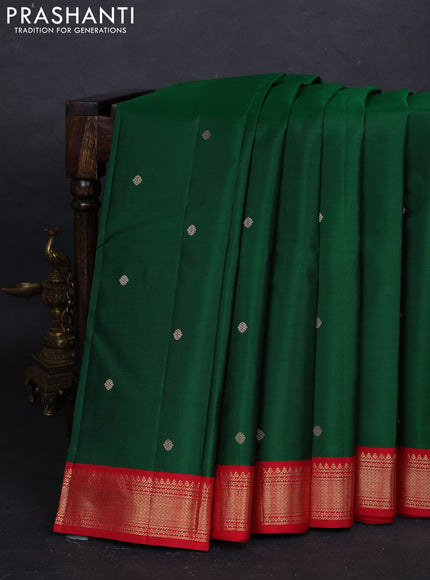 Green & Red Pure Kanchipuram Silk - Buttas