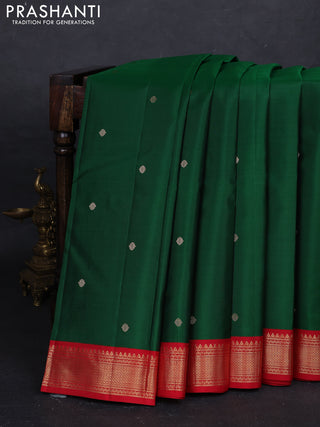 Green & Red Pure Kanchipuram Silk - Buttas