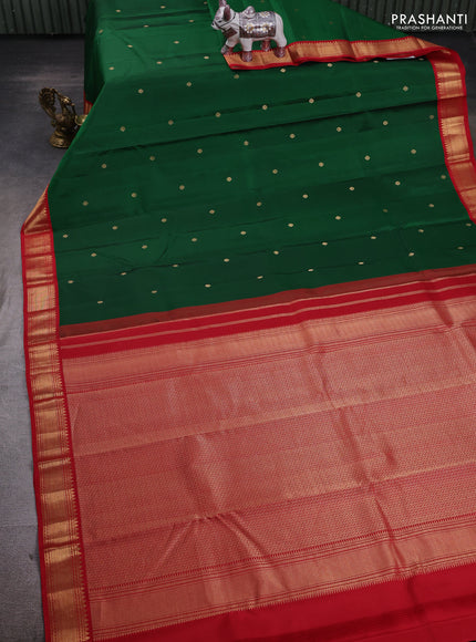 Green & Red Pure Kanchipuram Silk - Buttas