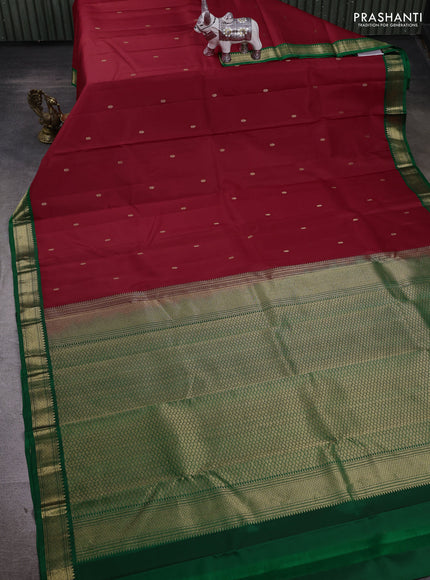 Red & Green Pure Kanchipuram Silk - Buttas