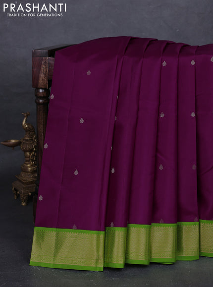 Purple & Green Pure Kanchipuram Silk - Buttas