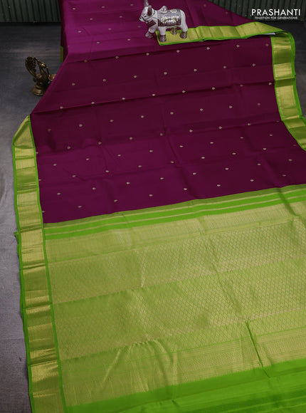 Purple & Green Pure Kanchipuram Silk - Buttas