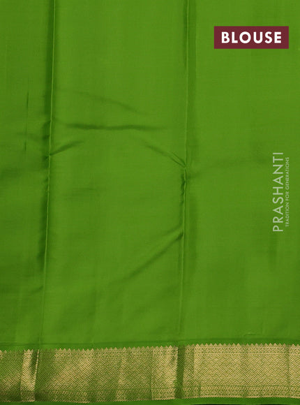 Teal Blue & Green Pure Kanchipuram Silk - Buttas