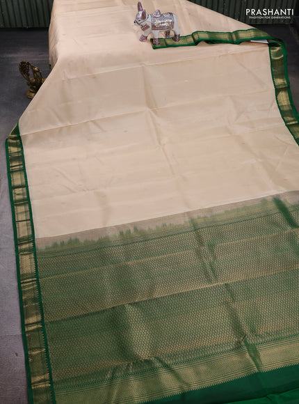 Cream & Green Pure Kanchipuram Silk - Buttas