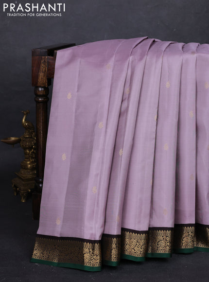 Lavender & Coffee Brown Pure Kanchipuram Silk - Buttas