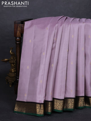 Lavender & Coffee Brown Pure Kanchipuram Silk - Buttas