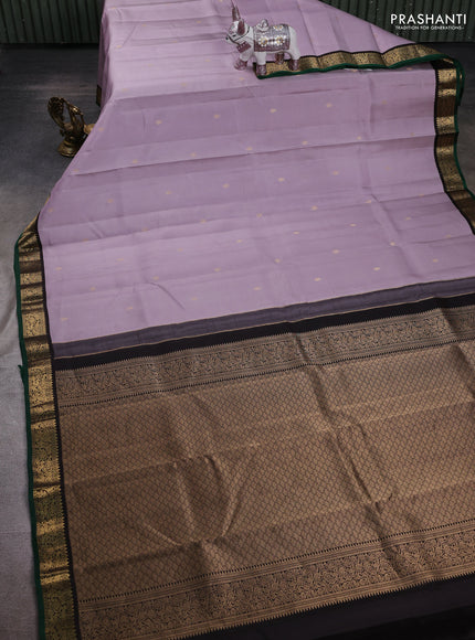 Lavender & Coffee Brown Pure Kanchipuram Silk - Buttas