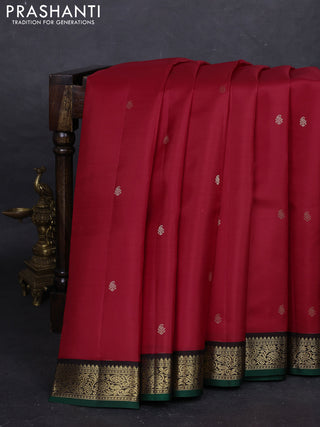 Red & Coffee Brown Pure Kanchipuram Silk - Buttas