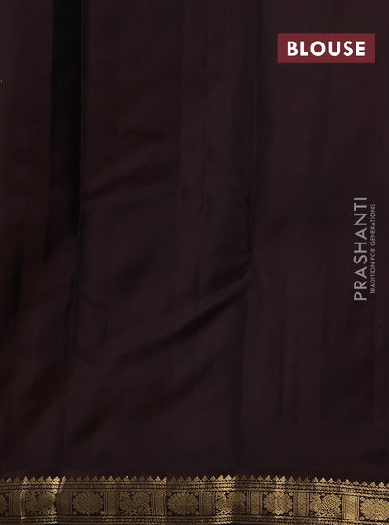 Pastel Green & Coffee Brown Pure Kanchipuram Silk - Buttas