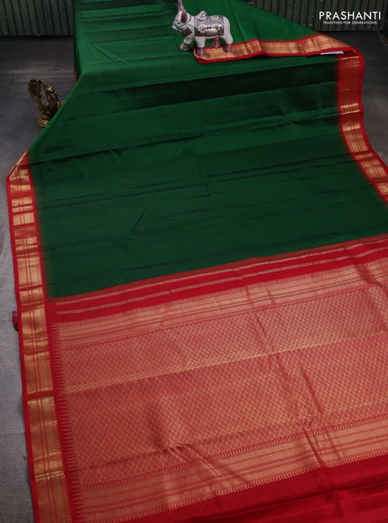 Green & Red Pure Kanchipuram Silk - Buttas