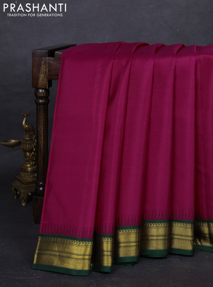 Magenta Pink & Green Pure Kanchipuram Silk - Buttas