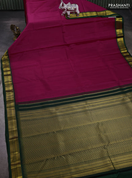 Magenta Pink & Green Pure Kanchipuram Silk - Buttas