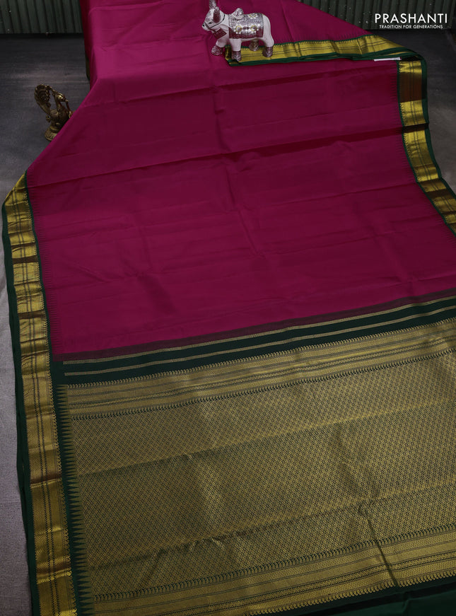Magenta Pink & Green Pure Kanchipuram Silk - Buttas