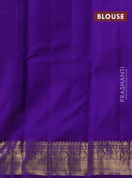 Teal Blue & Violet Pure Kanchipuram Silk - Buttas