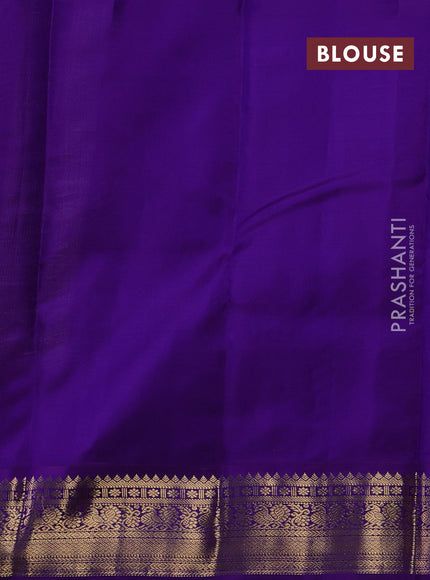 Off White & Violet Pure Kanchipuram Silk - Buttas