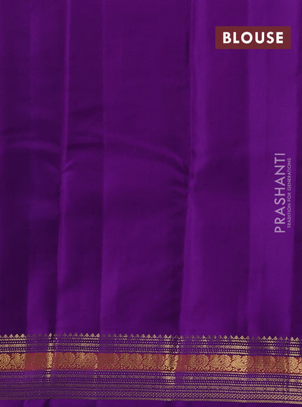 Teal Blue & Violet Pure Kanchipuram Silk - Buttas