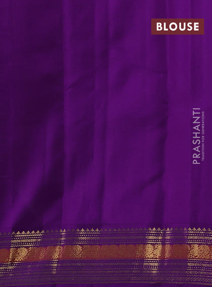 Off White & Violet Pure Kanchipuram Silk - Buttas