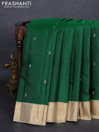 Green & Pastel Green Pure Kanchipuram Silk - Buttas