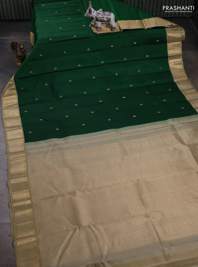 Green & Pastel Green Pure Kanchipuram Silk - Buttas