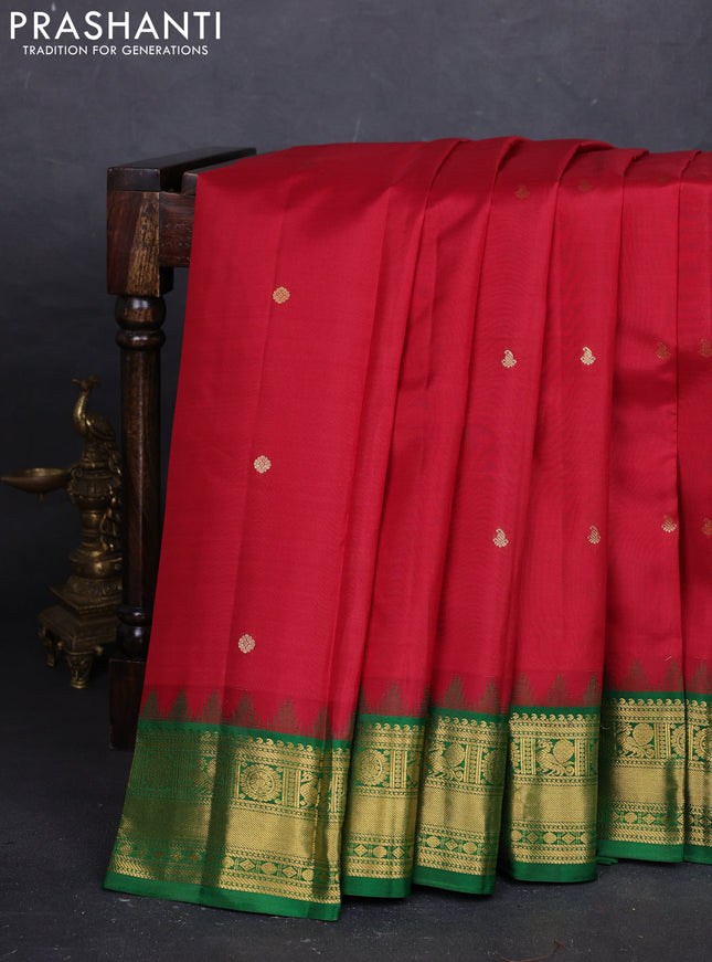 Maroon & Green Pure Kanchipuram Silk - Buttas