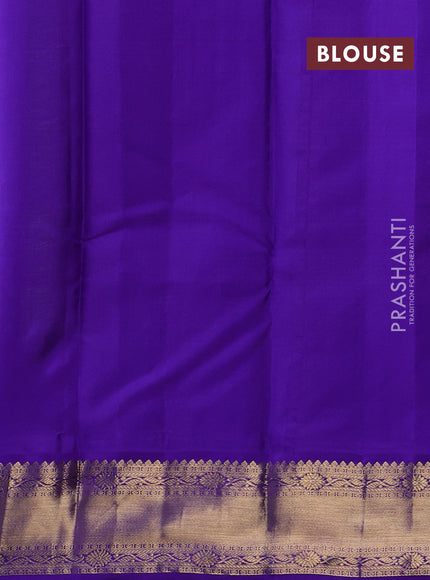 Teal Green & Violet Pure Kanchipuram Silk - Buttas