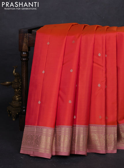 Orange & Peach Pure Kanchipuram Silk - Buttas