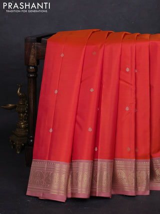 Orange & Peach Pure Kanchipuram Silk - Buttas