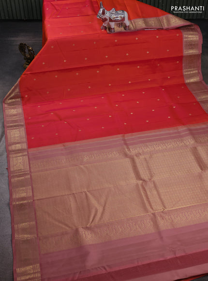 Orange & Peach Pure Kanchipuram Silk - Buttas
