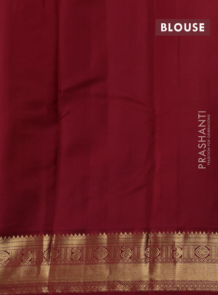 Mustard Yellow & Maroon Pure Kanchipuram Silk - Buttas