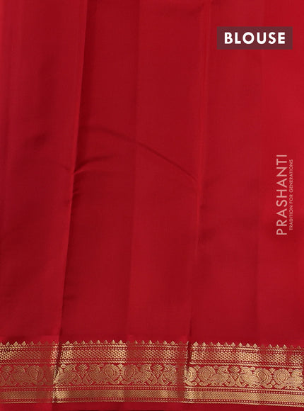 Blue & Red Pure Kanchipuram Silk - Buttas