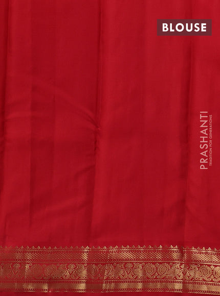 Mustard Yellow & Red Pure Kanchipuram Silk - Buttas