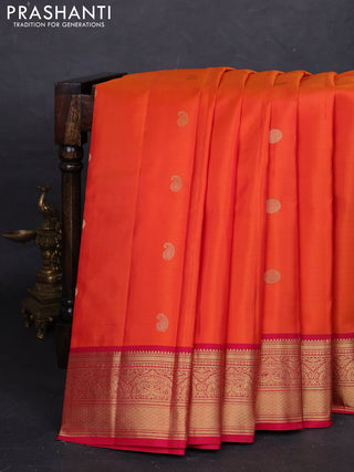 Orange & Pink Pure Kanchipuram Silk - Buttas